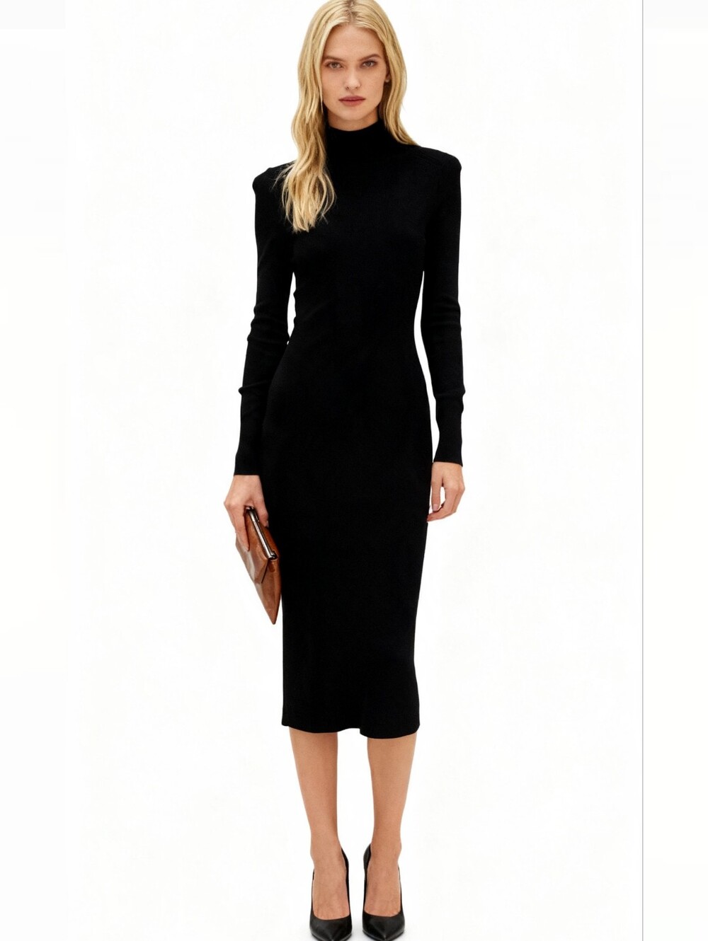 J.Crew Black Mockneck Sweater Midi Dress Size XS
